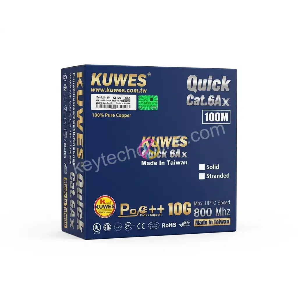KUWES CAT6A SOLID UTP 10G CABLE ROLL 100 MTR KS-U/UTP-C6A