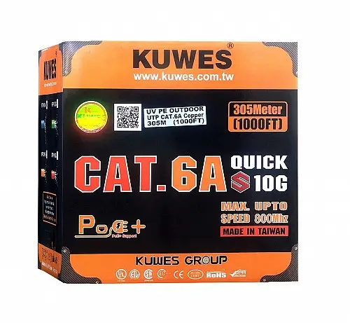 KUWES CAT6A OUTDOOR F/UTP 10G QUICK SOLID CABLE ROLL 305 MTR