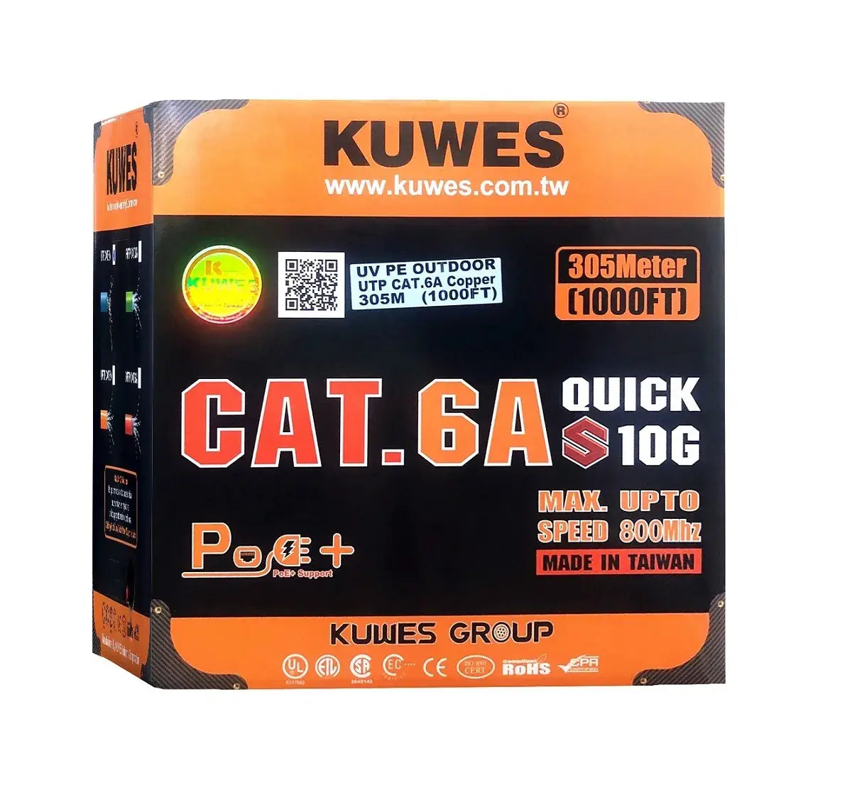 KUWES CAT6A OUTDOOR F/UTP 10G QUICK SOLID CABLE ROLL 305 MTR
