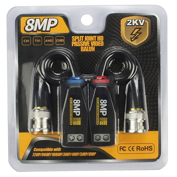 CCTV 8MP PASSIVE HD BNC VIDEO BALUN CONNECTORS FOR SECURITY CAMERA