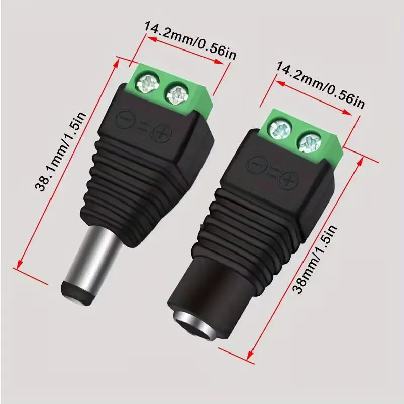 DC MALE FEMALE POSITVE AND NEGATIVE TERMINALS CONNECTORS