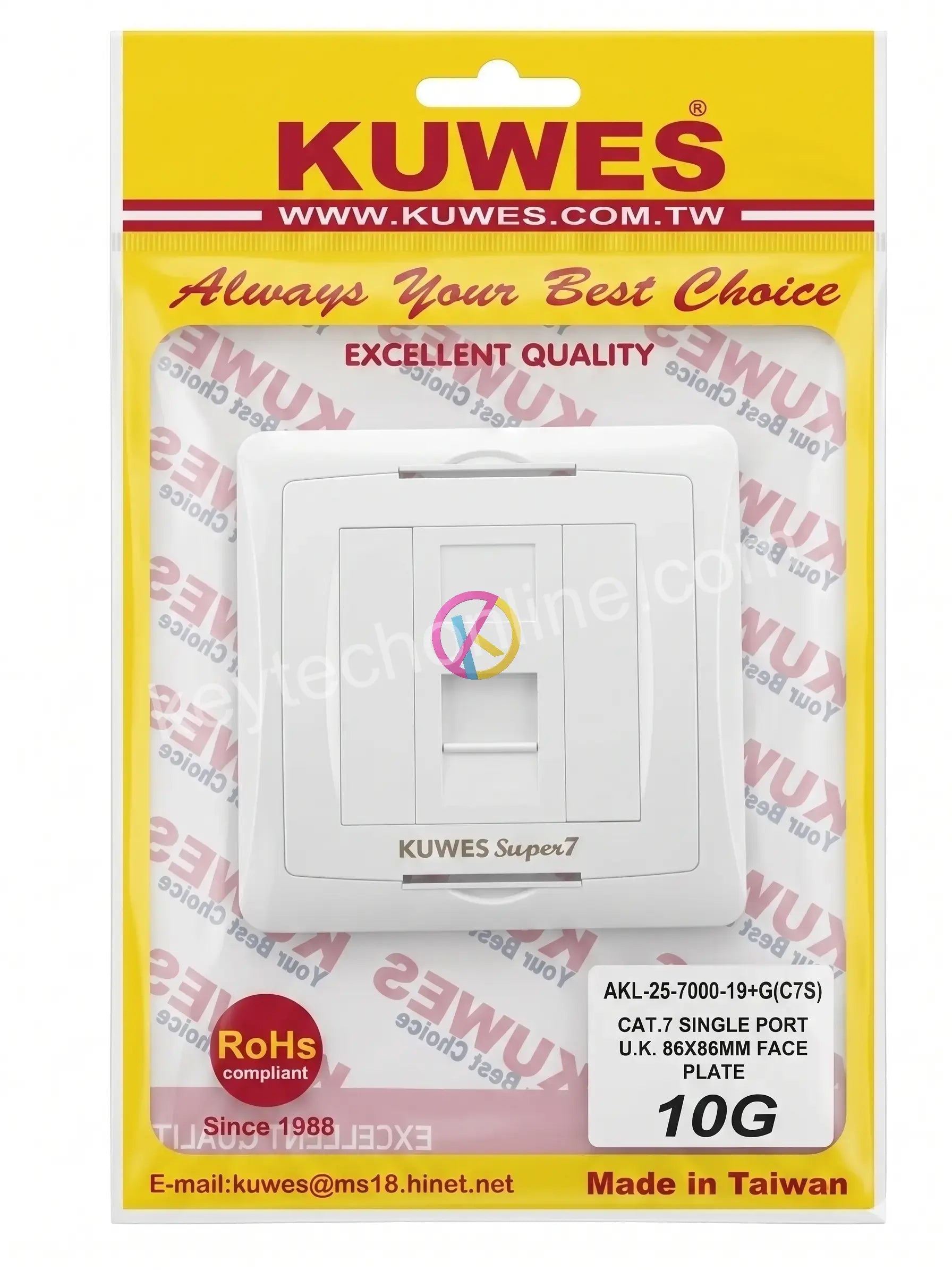 KUWES FACEPLATE CAT7 SINGLE 10G AKL-25-7000-19+G(C7S)