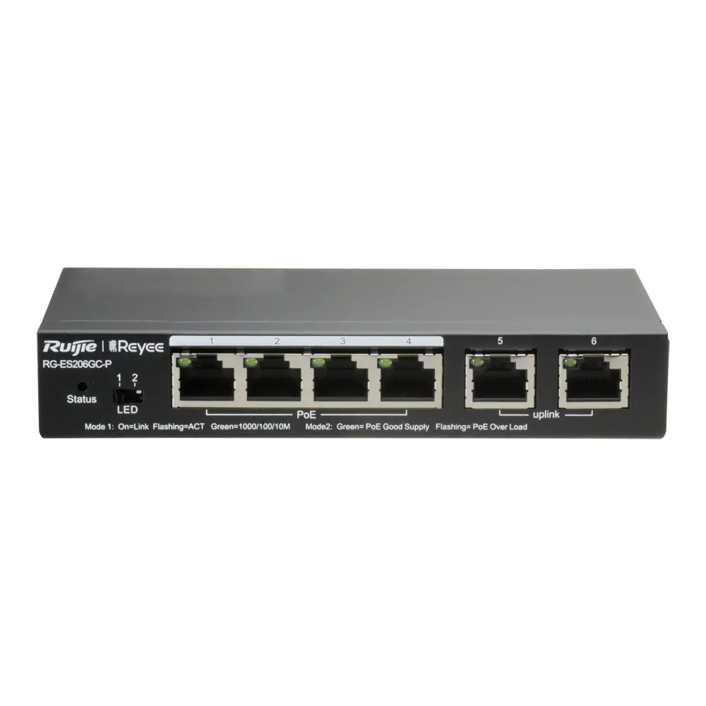 RUIJIE RG-ES206GC-P 6 PORT GIGABIT CLOUD MANAGED POE SWITCH
