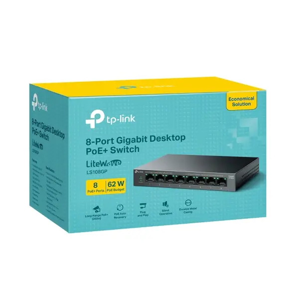 TP-LINK LS108GP 8-PORTS GIGABIT POE UNMANAGED SWITCH 62W
