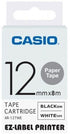 Casio Black On White Label Printer Tape, 12 Mm Width, 8 M Length