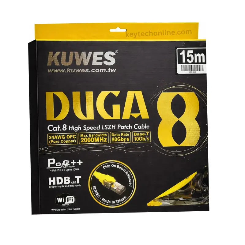KUWES CAT8 S/FTP 40G HIGH SPEED PATCH CORD 15MTR