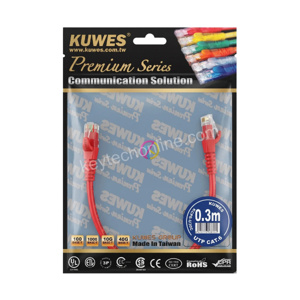 KUWES PATCH CORD CAT6+ UTP 0.3MTR RED