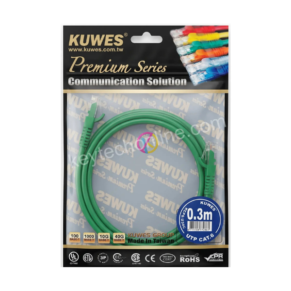 KUWES PATCH CORD CAT6+ UTP 0.3MTR GREEN