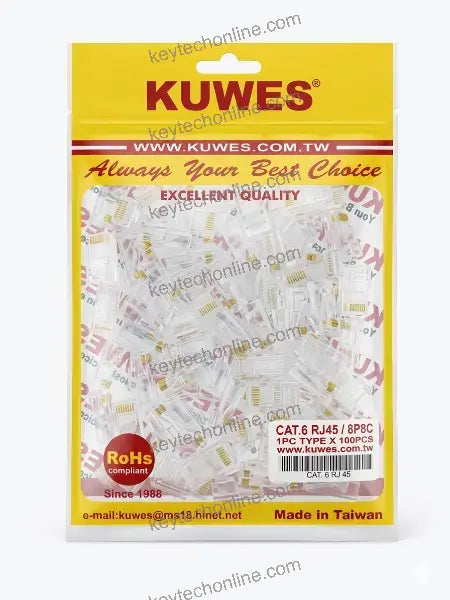 موصل KUWES RJ45 CAT6 10U عبوة 100 قطعة 250 ميجاهرتز